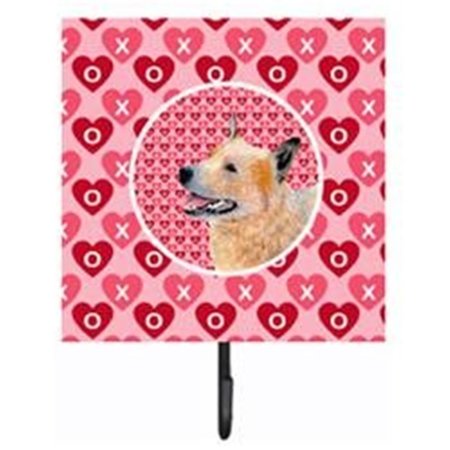 MICASA 4.25 x 7 in. Australian Cattle Dog Valentines Love and Hearts Leash Or Key Holder MI888551